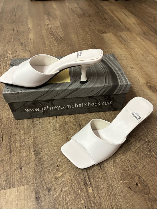 Jeffrey Campbell Shoes - Jeffrey Campbell White Square-Toe Slip-On Mule Heels